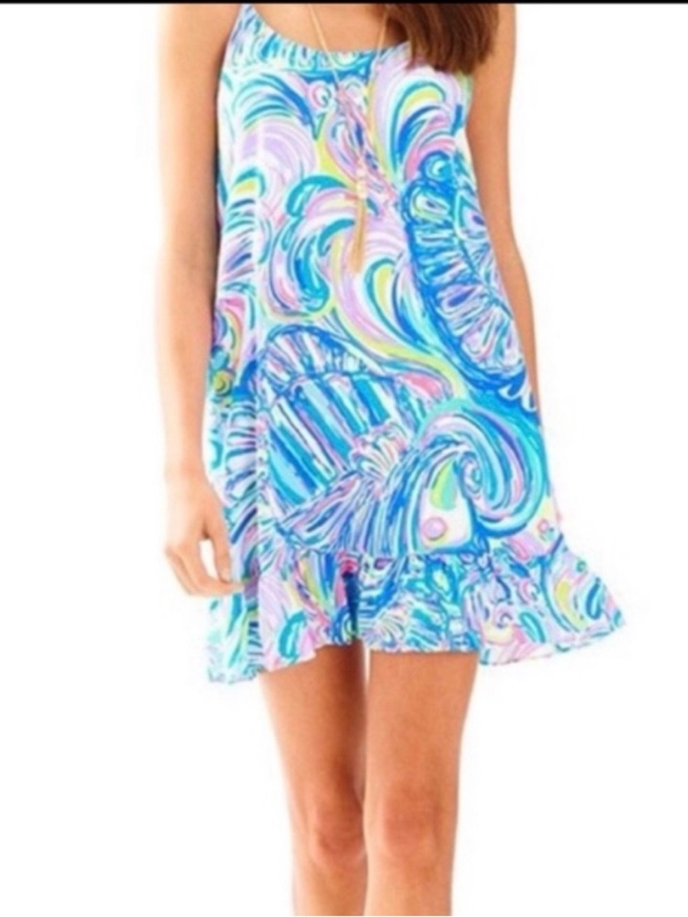 Lilly Pulitzer Multi-Color Swirl Print Mini Dress Size Large Slip Dress.